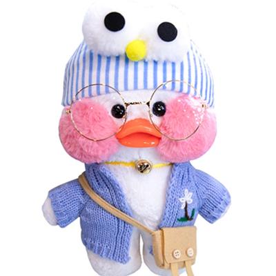 China Handsome & wholesale high quality fast shipping cute yellow plush comfortable Toy Lalafanfan Duck plush 30cm glass hat decoration for sale