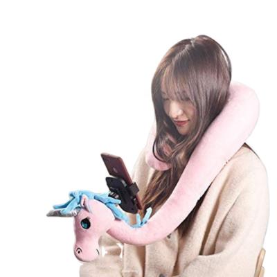 China Eco-friendly animal soporte plush toy Para shape neck gooseneck celular lazy phone holder bed for sale