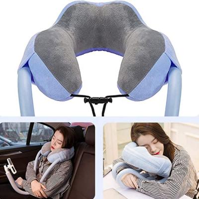 China Eco-Friendly Plush Toy Free Camping Accessories U Shape Travel Pillow With Phone Holder for sale