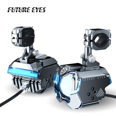 China Aluminum FUTURE EYES F30-P Custom Silver Motorcycles 120W Scooter Warning LED Auxiliary Spotlight Set Motorcycle Spot Fog Light Switch for sale