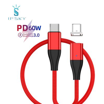 China New Arrivals IPSKY Palladium 60 PD 60W TYPE-C USB C Fast Charging Magnetic Cable for Phone and Laptop for sale