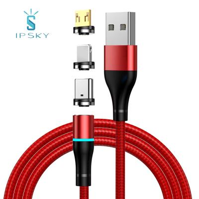 China Fast Charging Ship IPSKY New Arrivals Micro USB 3 in 1 Magnetic Charger Cable LED USB Wire Magnetic Charging Cable for sale