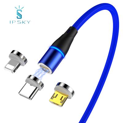 China 15W IPSKY Mobile Phone Wire Fast Charging Wholesale Manufacturers Fast Charging Micro Type C Lightning Cable Magnetic 360 Degree USB Cables for sale