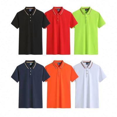 China Anti-Wrinkle Wholesales 190 Gram Cotton Short Sleeve White Custom Logo T-shirt Casual Outdoor Sports Stripes Polo Shirt Simple Men T-shirt for sale