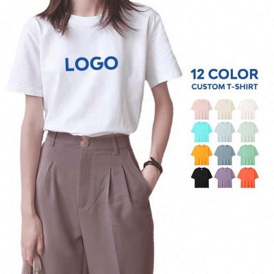 China Anti-Wrinkle High Quality Empty Loose Oversize Women T-shirt Drop Shoulder T-shirt Crewneck Custom Wholesale T-shirt Printing for sale