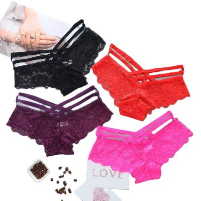 China Wholesale Black Mature Sexy Attractive Breathable Ladies Antibacterial Women's Lace Transparent Underwear Panties for sale