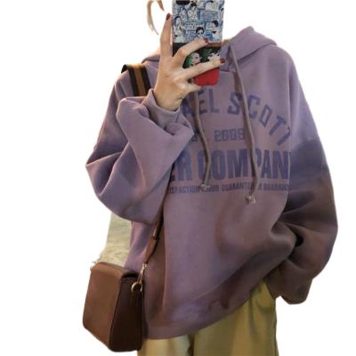 China Women's Viable Hoodie Harajuku Korean Version Loose Plus Warm Student Hooded Long Sleeve Girl Top Velvet Coat Solid Color Shirt The Retro for sale