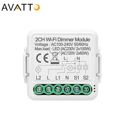 China AVATTO Band Tuya Smart Home Wifi LED Light Wall Dimmer Switch Module Wireless Control 1/2 2 Way Works With APP Alexa, Google Home N-DMS01 for sale