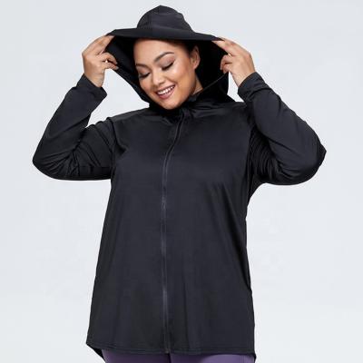 China Lady Fitness Long Sleeve Full Zipper Hoodie Jacket Yoga Breathable Plus Size Running Plus Size Top Sportswear for sale