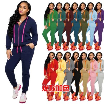 China Wholesale Breathable Jogging Suits Zipper Up Hoodie Autumn Clothing For Women 2 Pieces Set Female Jogging Set for sale