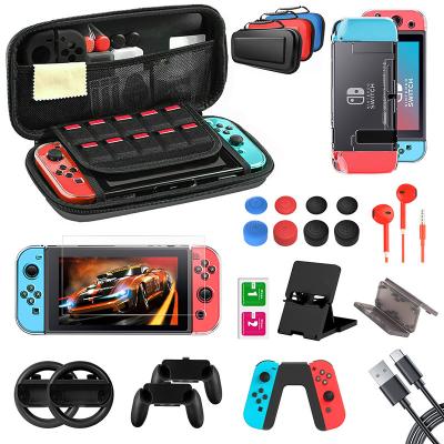 China Carrying Accessories Kit Crystal Case Stick Grips Crystal Case Console Bracket Game Carrying Case Handbag 14IN1 For For Nintendo Switch for sale