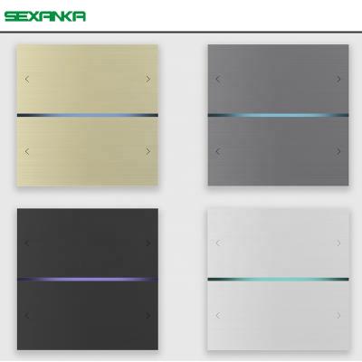 China Tuya Wifi Atomation Smart Home System SEXANKA Atomation System 2 Strip Metal Touch Dimmer Smart Aluminum Wall Switch for sale