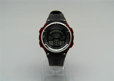 China Stainless steel back mens digital wrist watches with four red buttons stopwatch , alarm for sale