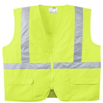 China Yellow 100% polyester men's personal safety Oxford mesh insert on back for breathability chest and lower pockets for pen and tools safety vest for sale