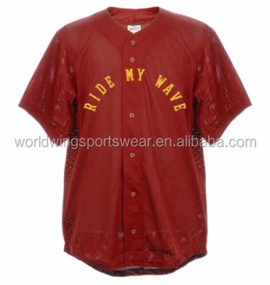 China Custom Coolmax Simple Lightweight Mesh Antibacterial Men's 100% Color Short Sleeves Button Up Baseball Shirt for sale