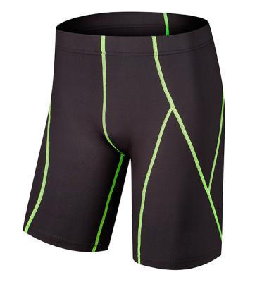 China Anti-wrinkle Men's 95%polyester 5% Spandex Black with Contrast Color Decorative Threads Fitness Shorts for sale