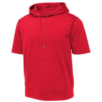 China 100% Polyester Anti-Pilling Pocket Label Men's Hooded Pullover Hoodie Summer Short Front Without Sleeve Label Dark Red for sale