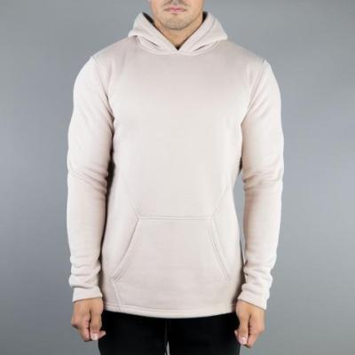 China Anti-pilling Men's 50 Cotton 50 Polyester Double-brushed Fleece for ultrasoft feel with fishtail bottom beige lifestyle pullover hoodie for sale