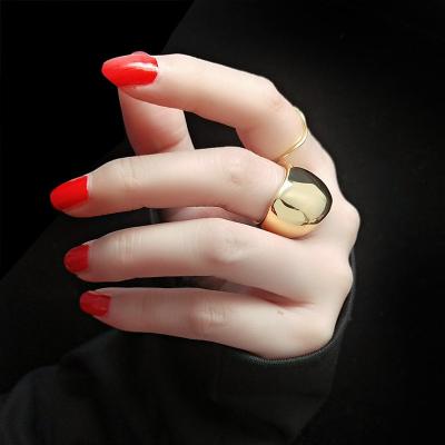 China Fashion Vintage Face Titanium New Arrival Mild Steel Punk Finger Rings Wide Joint Index Ring for sale