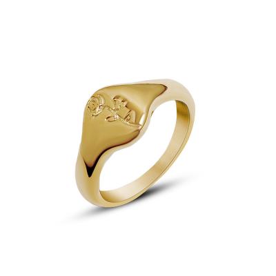 China Rose Flower Finger Rings 316L Stainless Steel Vintage Chunky Design Cut Out Engraved Flower Ring For Unisex for sale