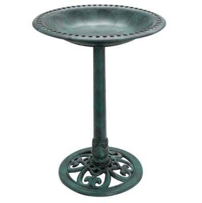 China 28 Inch Installment Bird Bath Easy Outdoor Resin Retro Garden Light Yard Art Green Color for sale