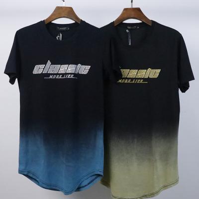 China Anti-Wrinkle Gradient T-shirt Two Color T-shirt Men Curved Ombre Summer 100% Cotton T-shirt for sale