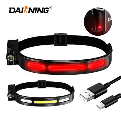 China Hunting/Running DAINING Sensor Headlight Camping/Rise/Type-C Charging 210 Degree Light Angle Head Light Red And White Wide Head Lamp Te koop