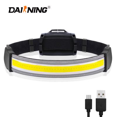 China New Convenient Super Bright Reflective Led Rechargeable Strap Headlight COB Safety Head Rechargeable Operating Fishing Light à venda