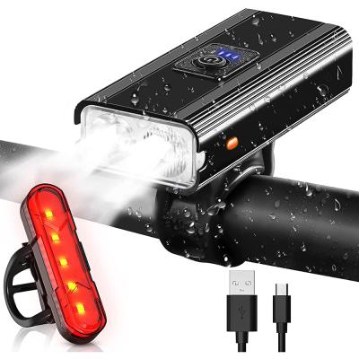 China Power Bank/Battery Indicator 3 in 1 Bicycle Lights USB Front and Rear Rechargeable Bicycle Headlight Tail Lights Alarm Belling Front Light Waterproof for sale