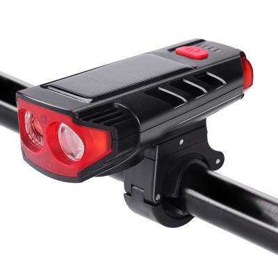 China Super Bright Solar Charging High Lumen USB Rechargeable LED Front Bicycle Light USB Night Riding Rechargeable Outdoor Waterproof Bike Light for sale