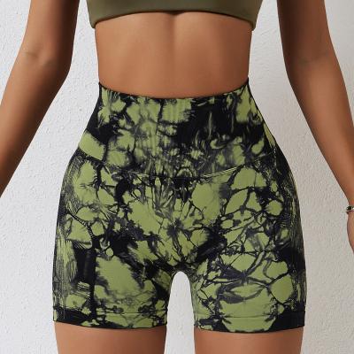 China Breathable Tie Dye Seamless High Waist Yoga Shorts Sports Gym Leggings for sale