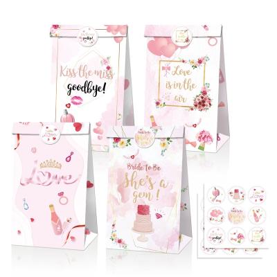 China Recycled Materials Xindeli LB139 Wedding Flowers Kiss Gift Goodies Treat 12 pcs Kraft Paper Bag with Stickers for Valentine's Day Party Supplies for sale