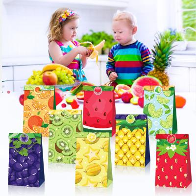 China Recycled Materials Xindeli LB195 Watermelon Summer Fruits Candy Goodies Treat Paper Gift Bag for Kids Summer Fruits Party for sale