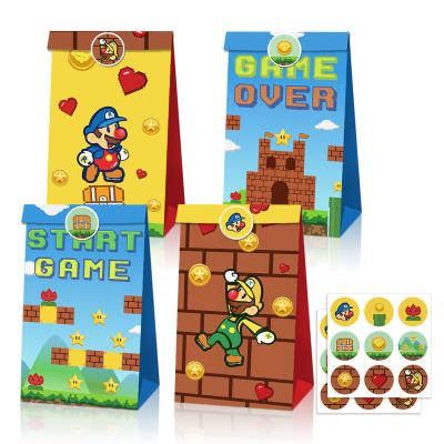 China Recycled Materials Xindeli MB007 Kawaii Japan Style Game Theme Birthday Gifts Gift Candy Paper Bag With Sticker For Kids Party for sale