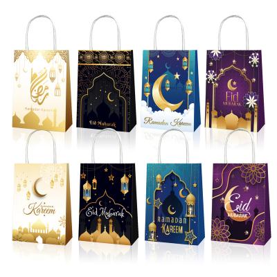 China Xindeli BD115 Recyclable Candy Treat Bag Eid Mubarak Gift Paper Bags Goodies with Handles for Ramadan Kareem Islamic Muslim Party for sale