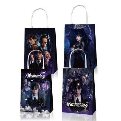 China Recyclable Xindeli BD121 Wednesday Addams Theme Birthday Party Favors Packaging Paper Shopping Bag With Handle for sale