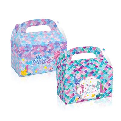 China Xindeli DD205 Recyclable Mermaid Candy Treat Boxes Gift Cake Candy Paper Box For Mermaid Party Supplies for sale