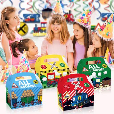 China Xindeli DD215 Recyclable Car Train All ABOARD Design Candy Treat Boxes Gift Cake Candy Paper Box For Party Supplies for sale