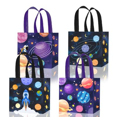 China Xindeli WFF019 Recyclable Outer Space Nonwoven Bags With Handles Planet Galaxy Candy Candy Bags Tote Gift Bags Party Supplies for sale