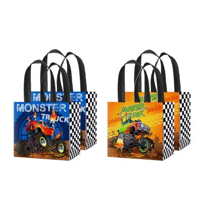 China Xindeli WFF005 Recyclable Monster Truck Nonwoven Bags With Handles Kids Sweets Candy Treat Tote Gift Bags For Race Car Party Supplies for sale