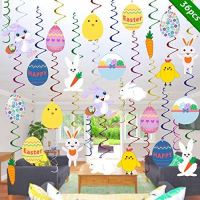 China Europe Easter Egg Bunny Hanging Swirl Decorations For Ceiling And Windows Favors Party Supplies for sale