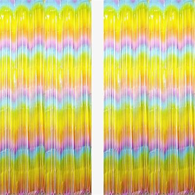 China Europe Rainbow Macaron Foil Tinsel Curtains Backdrop for Birthday Baby Shower Party Decorations for sale