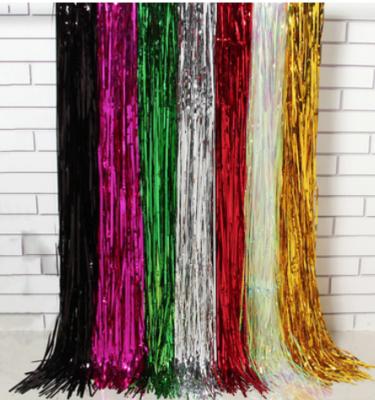 China European silver curtain aluminum curtain braid metallic curtains party decoration for sale