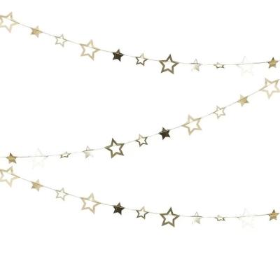 China Europe 5m Gold Star Bunting For Christmas Decoration Baby Shower Backdrop Wedding Favors for sale