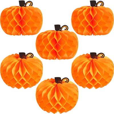 China Europe Honeycomb Paper Tissue Pumpkin Honeycomb Tissue Ball Halloween Thanksgiving Festival Party Decoration for sale