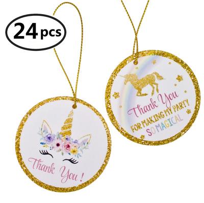 China Repurposed Materials Sell Unicorn Thank You Tags Party Wholesale High Quality Unicorn Labels Magic For Birthday Baking for sale