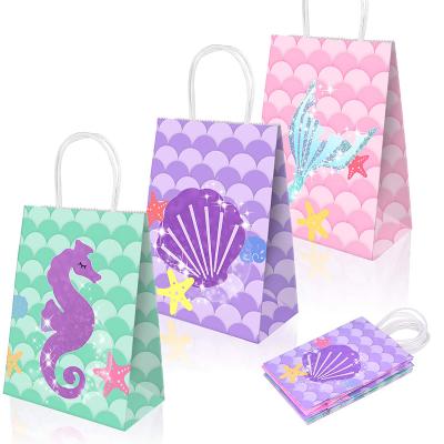 China Europe Mermaid Gift Bags Party Supplies Favors Goodie Bag Glitter Treat Bag For Under Sea Party for sale