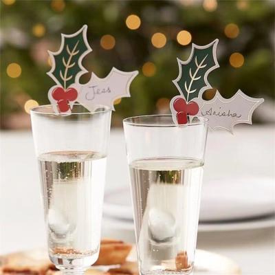 China Europe 12 Pcs Holly Berry Cocktail Glass Decorations Festive Christmas Party Gift for sale