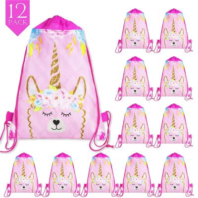 China Europe Unicorn Party Favor Bag Reusable Drawstring Backpack Set For Kids Birthday Party Decorations for sale