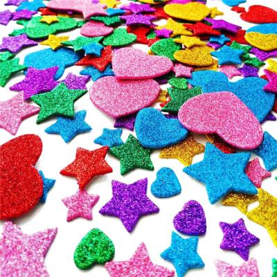 China Europe Self Adhesive Stars Mini Heart Shapes Glitter Stickers, 260 Pieces Colorful Foam Stickers Kid's Glitter Arts Craft Supplies for sale